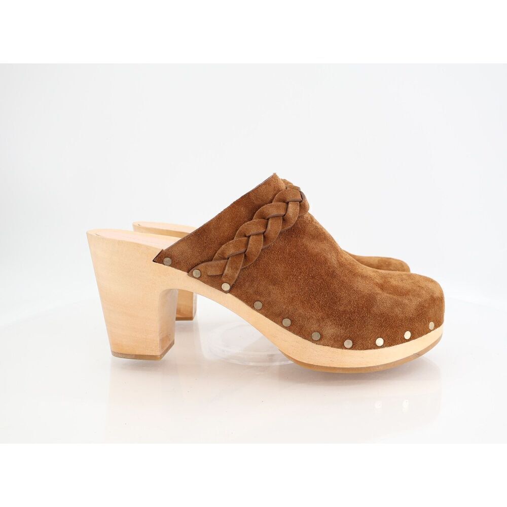 Loeffler Randall Merrill Braided Cognac Leather Platform Heel Clogs Size 11.5 - Picture 2 of 12